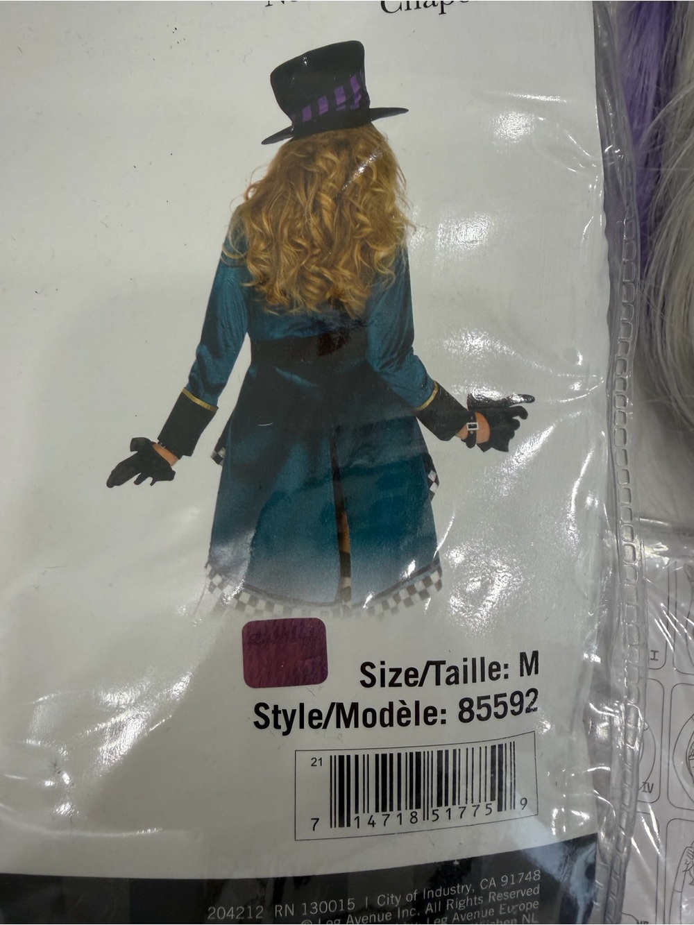 Women's Purple Teal Mad Hatter Costume -includes new never worn wig - Picture 4 of 6